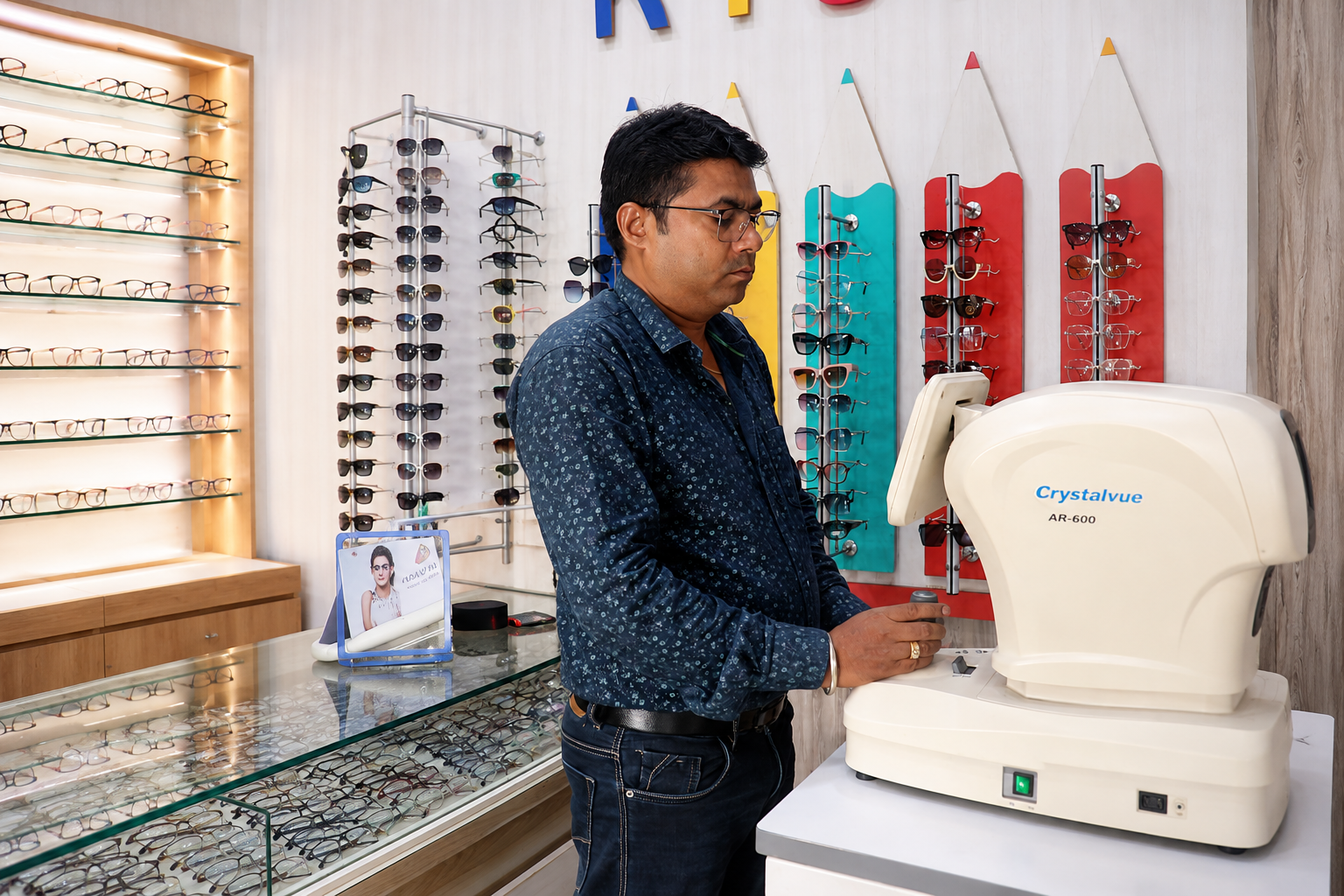 Optometrist working in a modern Vision Studio